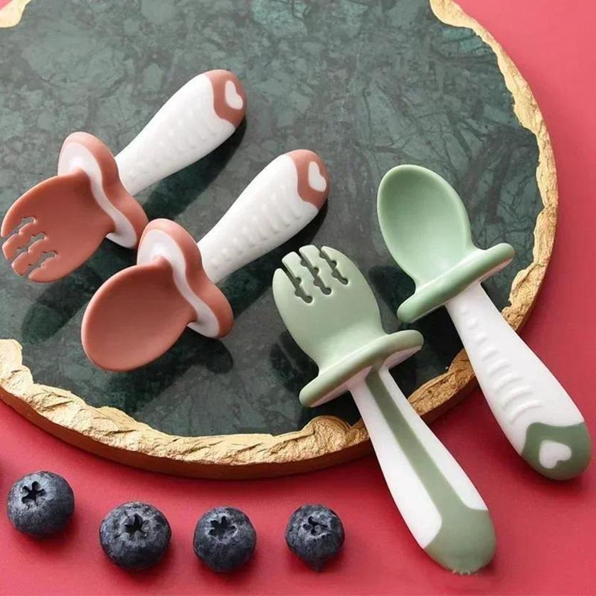 Baby Food Feeder - Cuillère fourchette en Silicone pour bébé,