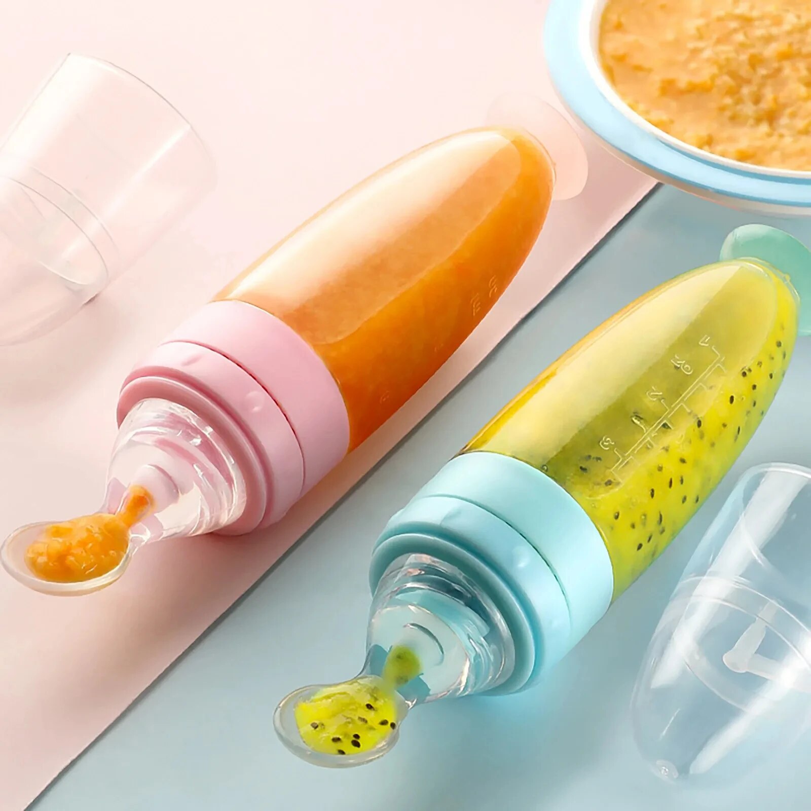Baby Food Feeder - Biberon en Silicone dépressible, alimentation sûre