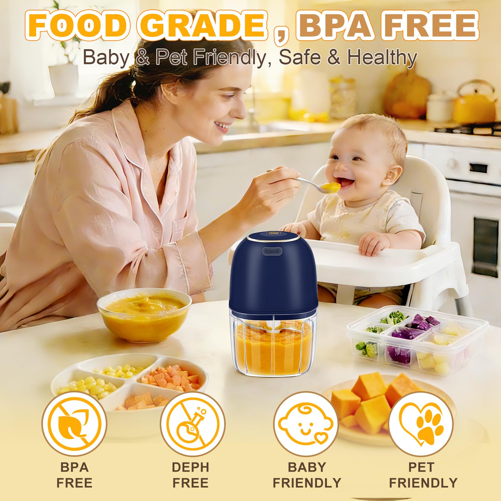 Baby Food With Meat - Hachoir à ail électrique, mini robot