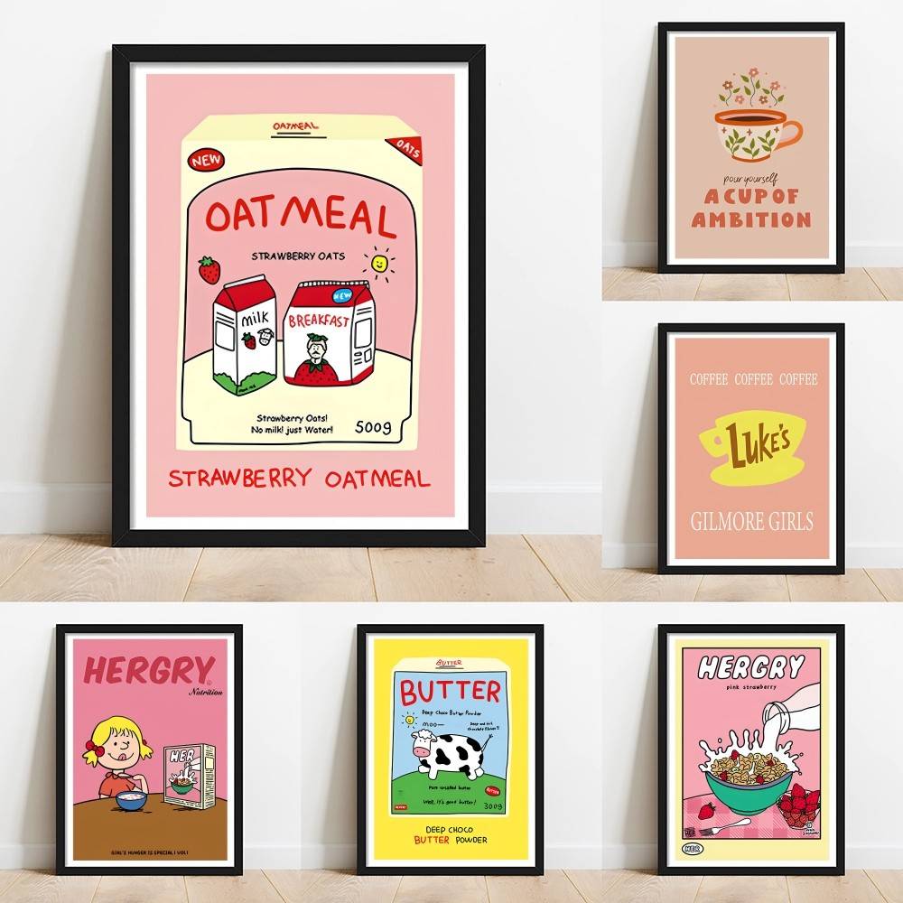 Baby Food Oatmeal - Affiche murale en papier dessinée à